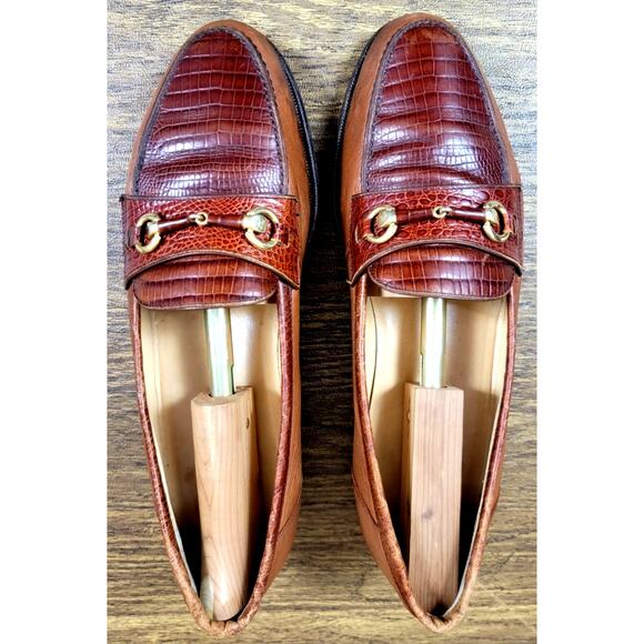 Caporicci Italy Alligator Embossed Horsebit Loafers Mens 10 Brown Leather main image 6